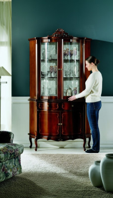 Italienische Luxus Holz Design Möbel Barock Stil Schrank Vitrine Braun Wohnzimmer Neu