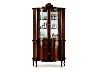 Italienische Luxus Holz Design Möbel Barock Stil Schrank Vitrine Braun Wohnzimmer Neu