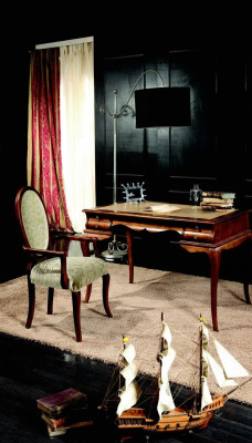 Holz Möbel Luxus Büro 2tlg Set Schreibtisch Sessel Italienische Tische Barock
