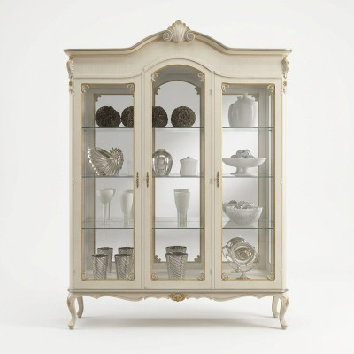 Design Italienische Luxus Holz Möbel Barock Schrank Vitrine Weiß Wohnzimmer xxl Neu