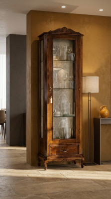 Designer Italienische Luxus Schicke Holz Möbel Barock Stil Schrank Vitrine Wohnzimmer