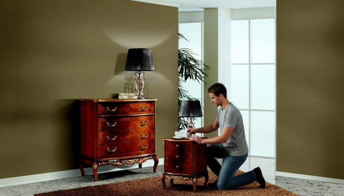 Luxus Italienische Möbel Groß Kommode Schrank mit 4 Schublade Holz Braun