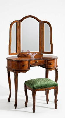 Italienische Möbel Holz 2tlg Luxus Schminktisch Hocker Barock Schlafzimmer Möbel