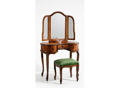 Italienische Möbel Holz 2tlg Luxus Schminktisch Hocker Barock Schlafzimmer Möbel