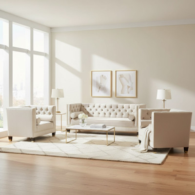Sofagarnitur Couch Samt Polster couchen 3tlg. set garnituren wohnzimmer