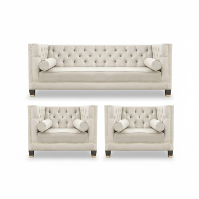 Sofagarnitur Couch Samt Polster couchen 3tlg. set garnituren wohnzimmer