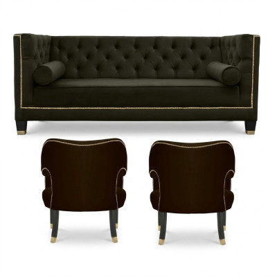 Chesterfield Sessel Schwarze xxl Big Textil Stoff Couchen Möbel Polster Garnitur