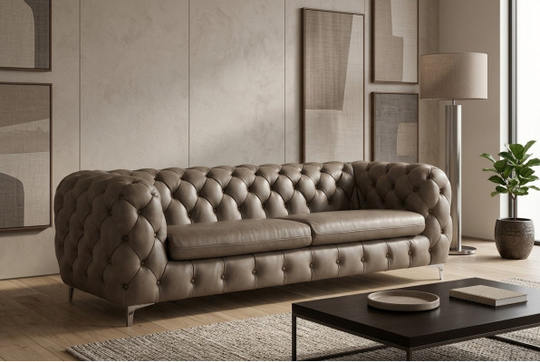 Chesterfield Sofa Braun xxl Big Leder Wohnzimmer Möbel 4 sitzer Violet Gelb Grün