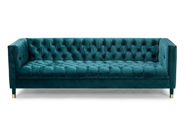 Chesterfield Sofa Blaue Sofas Textil Stoff Couchen Möbel 4-Sitzer