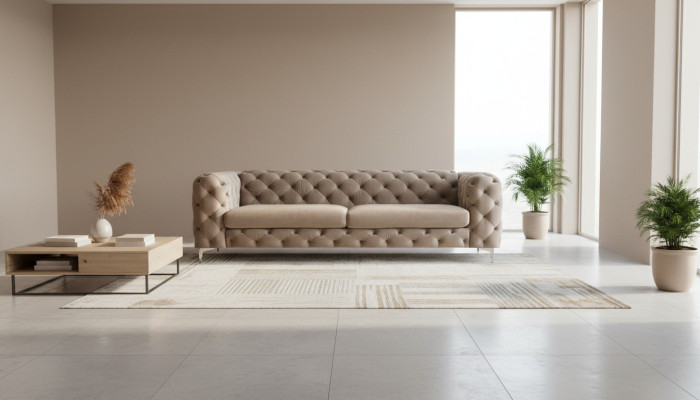 Chesterfield Sofa Dreisitzer Braun Couchen Möbel Textil Wohnzimmer Couch Samt