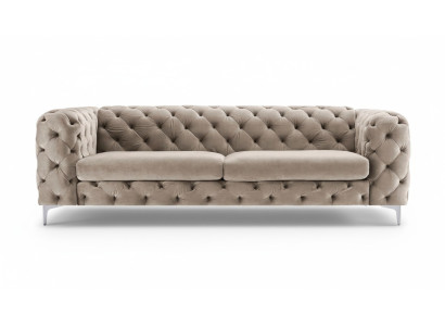Chesterfield Sofa Dreisitzer Braun Couchen Möbel Textil Wohnzimmer Couch Samt