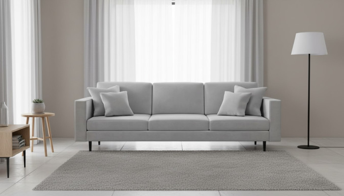 Grau Stoff Polster Sofa Wohnzimmer Design Couchen Sofas Neu Textil Viersitzer