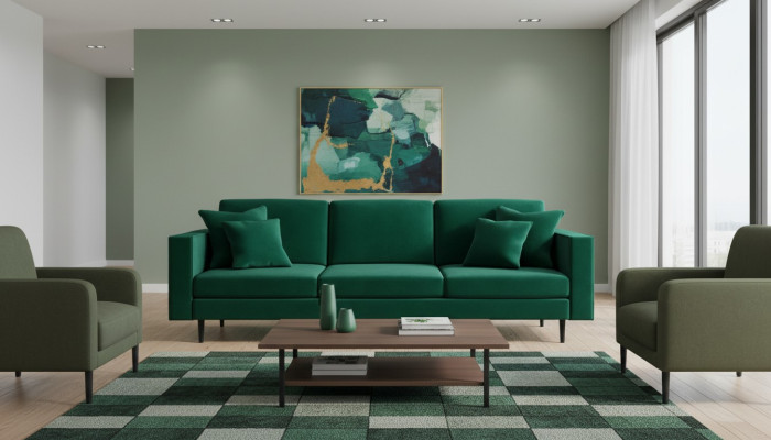 Grün Stoff Wohnzimmer Design Couchen Polster Sofa Sofas xxl big Viersitzer neu