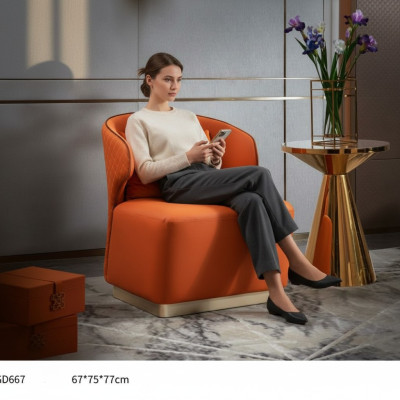 Sessel Orange Luxus Stoff Wohnzimmer Textil Neu Kreative Modern Design