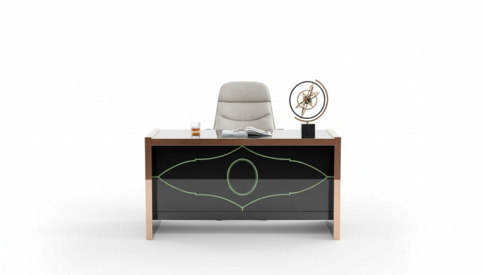 Tisch Stuhl Arbeitszimmer Schreibtisch Schwarz Büro Einrichtung Möbel Luxus 2tlg