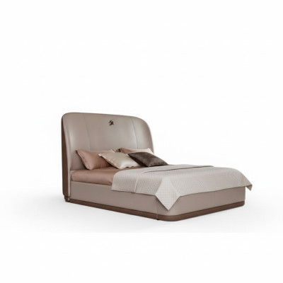 Bett 2x Nachttisch Leder Holz Schlafzimmer Lederbett Modern Design Möbel