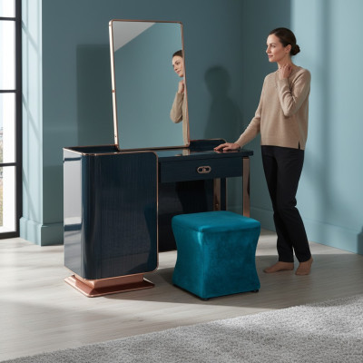 Hocker Blau Textil Schlafzimmer Neu Kreative Modern Design Möbel Luxus Stoff