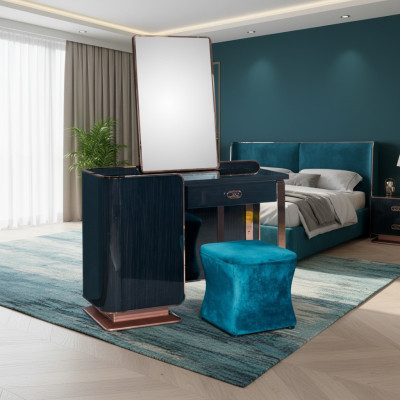 Hocker Blau Textil Schlafzimmer Neu Kreative Modern Design Möbel Luxus Stoff