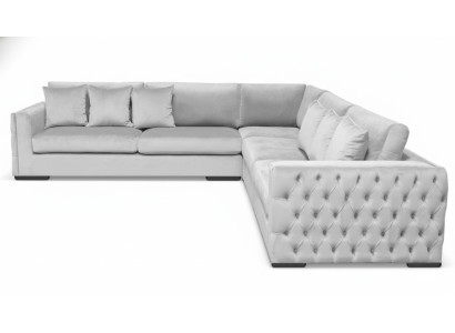 Ecksofa Silber Couch Eckgarnitur Polster Wohnlandschaft Samt Stoff Möbel Design