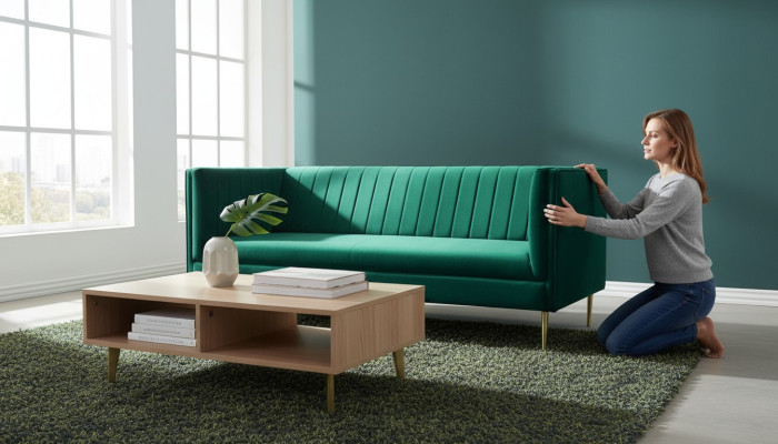 zweisitzer Sofa Sofas Grün Stoff Couchen Polster Wohnzimmer Design luxus Textil