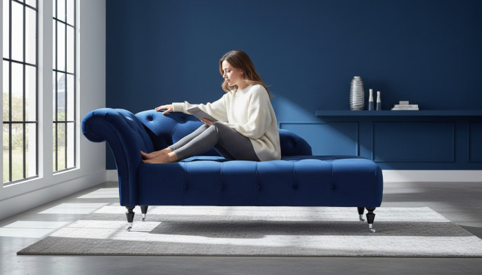 Elegante Liege Chesterfield Liegen mit Knöpfen Samt Chaiselounge Chaiselongue
