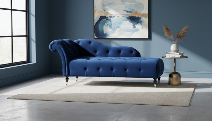 Elegante Liege Chesterfield Liegen mit Knöpfen Samt Chaiselounge Chaiselongue