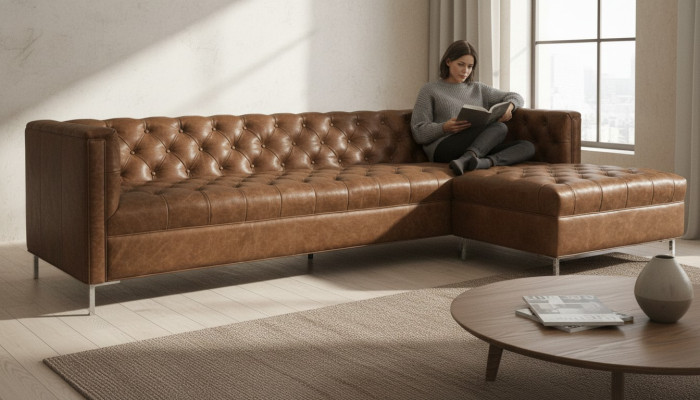 Braune Eckcouch Western Stil Eckgarnitur Ecksofa Eckcouch Garnitur Polster