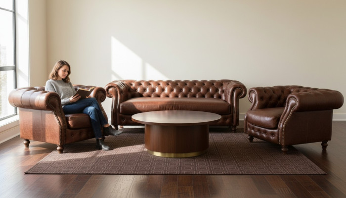 Chesterfield Braun Ecksofa Sofa Couch Polster Eckgarnitur Wohnzimmer
