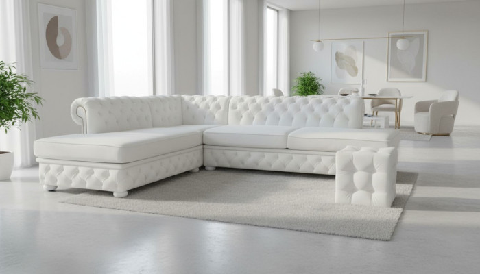 Hellblau Ecksofa Hocker Big Textil Stoff Chesterfield Sofas Sofas Möbel 2tlg.