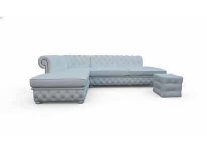 Hellblau Ecksofa Hocker Big Textil Stoff Chesterfield Sofas Sofas Möbel 2tlg.