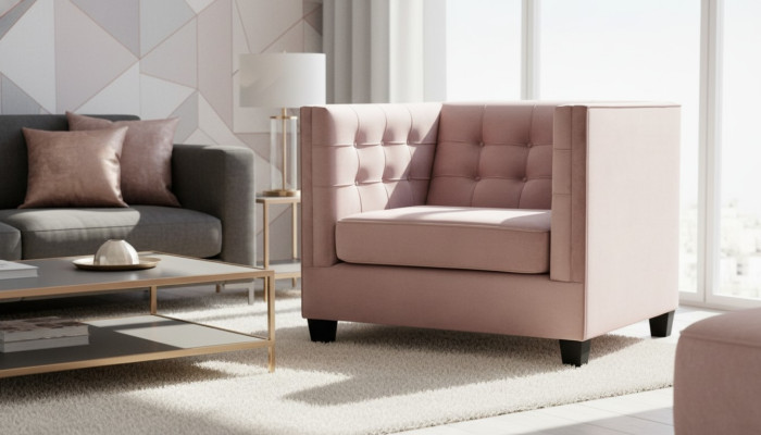 Sessel Chesterfield Textil Stoff Kreative Möbel Neu Modern Wohnzimmer Lila