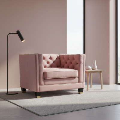 Sessel Chesterfield Textil Stoff Lila Kreative Möbel Neu Wohnzimmer Modern