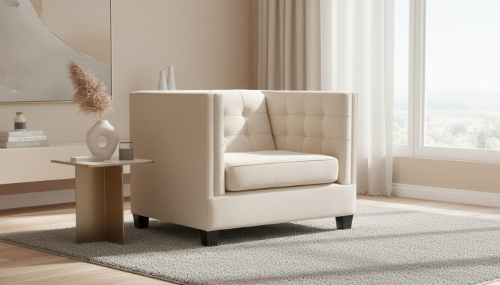 Sessel Modern Chesterfield Textil Stoff Weiß Kreative Loft Möbel Neu Wohnzimmer