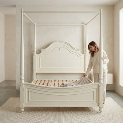Himmelbett Echtes Holz Betten Design Luxus Klassische Schlafzimmer Möbel Neu
