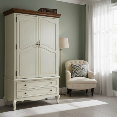 Landhaus Stil Kleiderschrank Design Möbel Schränke Schlafzimmer Weiß Schrank Neu