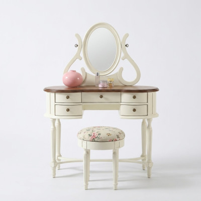 Klassischer Schminktisch Spiegel Luxus Konsole Hocker Make up Tisch Landhaus Neu