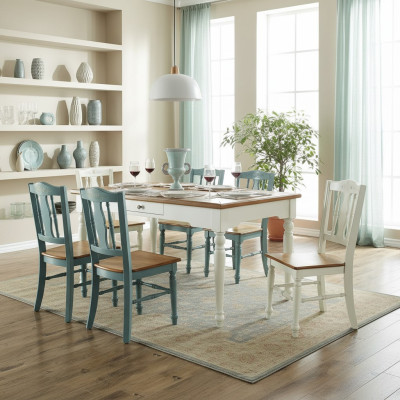 Esstisch 6x Stühle Esszimmer Set Gruppe Garnitur Tisch Sitzgruppe 7tlg Holz Neu