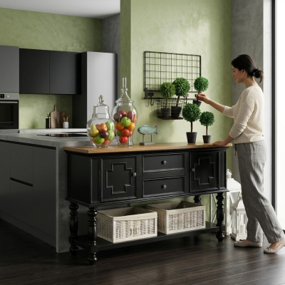 Hochschrank Kommode Anrichte Wohn Esszimmer Kommoden aus Holz Sideboard Anrichte
