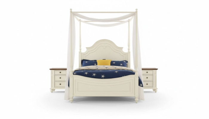Himmelbett Bett 3tlg. Set Schlafzimmer Betten 3tlg Set Landhaus Möbel Nachttisch