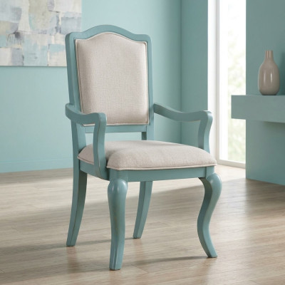 Stuhl Blau Design Wohnzimmer Esszimmer Holz Stühle Polster mit Armlehne Neu