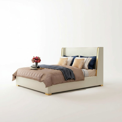 Designer Polsterbett Bett Betten Stoff Holz Luxus Ehebett 180x200cm Doppelbett