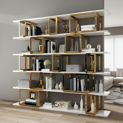 Design Trenn Wand Regal Wohnzimmer Schränke Edelstahl Regale Bücher Schrank Neu