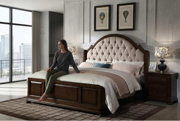 Bett Polsterbett Luxus Doppel Schlafzimmer Holz Leder Betten Chesterfield Möbel
