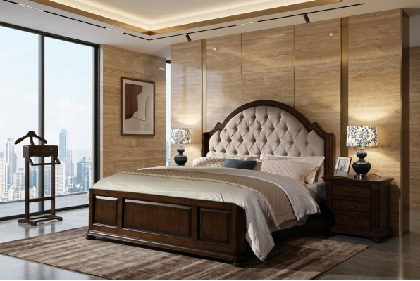 Bett Polsterbett Luxus Doppel Schlafzimmer Holz Leder Betten Chesterfield Möbel