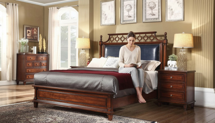 Bett 2x Nachttisch 3 tlg. Schlafzimmer Set Design Luxus Betten Klassisch Polster