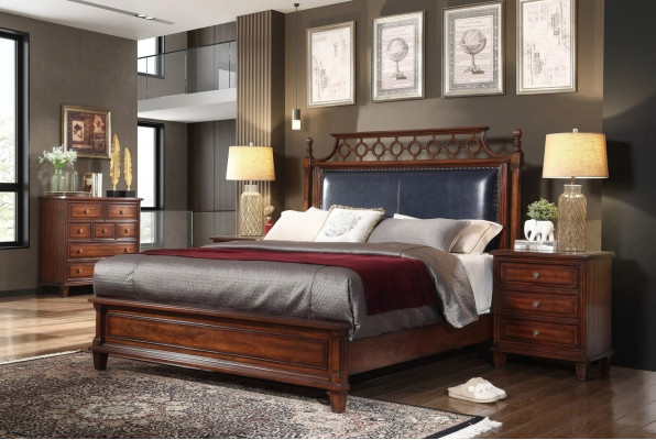 Bett 2x Nachttisch 3 tlg. Schlafzimmer Set Design Luxus Betten Klassisch Polster