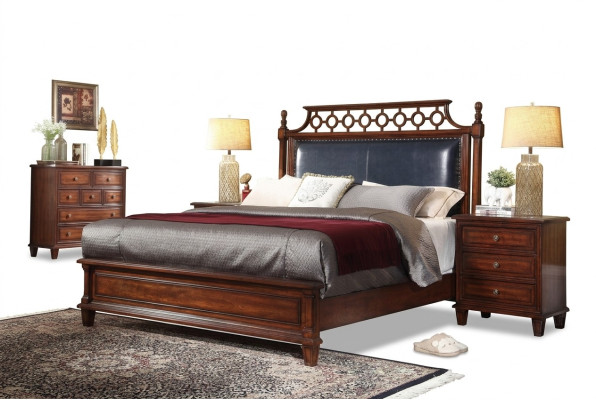 Bett 2x Nachttisch 3 tlg. Schlafzimmer Set Design Luxus Betten Klassisch Polster