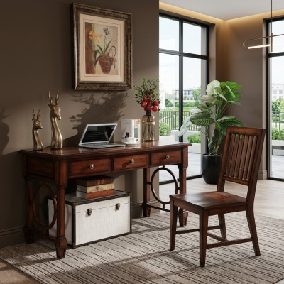 Schreibtisch 2tlg. Set Büro Einrichtung Tisch Holz Design Möbel Schrank Computer