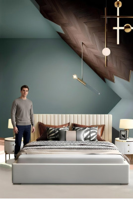 Designer Bett Schlafzimmer Doppelbett Betten Leder Hotel Luxus Polster 180/200cm