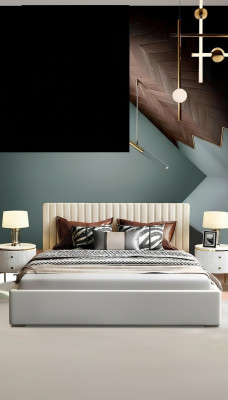 Designer Bett Schlafzimmer Doppelbett Betten Leder Hotel Luxus Polster 180/200cm